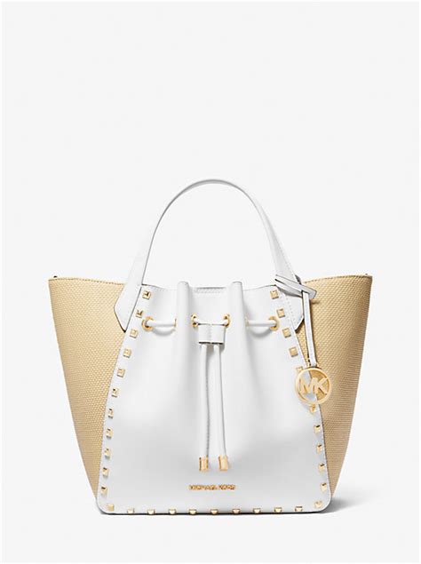 real leather michael kors bucket bag|Michael Kors phoebe large tote.